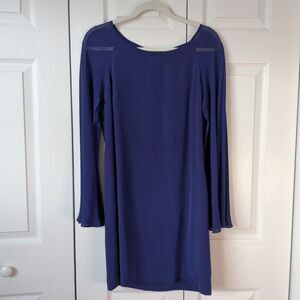 Artelier Nicole Miller Silk Long-Sleeve Shift Dress Small Luxe Elegant Inspo